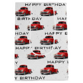 Retro Red Truck Medium Geschenktasche Mittlere Geschenktüte (Rückseite)