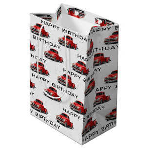 Retro Red Truck Medium Geschenktasche Mittlere Geschenktüte