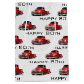 Retro Red Truck Medium Geschenktasche zum 80. Gebu Mittlere Geschenktüte (Vorderseite)