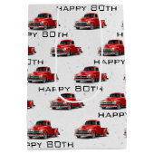 Retro Red Truck Medium Geschenktasche zum 80. Gebu Mittlere Geschenktüte (Rückseite)