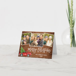 Retro Red Truck Rustic 3 FOTO Weihnachtsgrüße Feiertagskarte