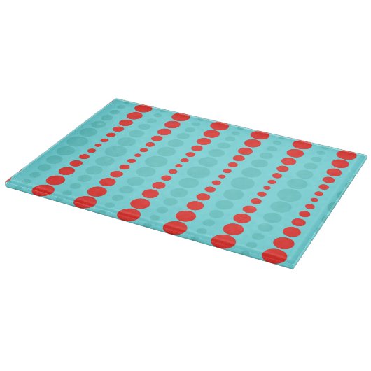Retro Red & Turquoise Dots Cutting Board Schneidebrett (Ecke)