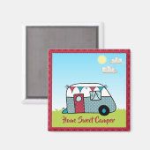 Retro Red und Aquamarin Camper Magnet (Vorderseite/Rückseite)