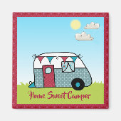 Retro Red und Aquamarin Camper Magnet (Vorne)