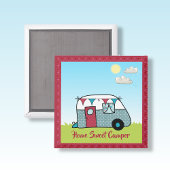 Retro Red und Aquamarin Camper Magnet