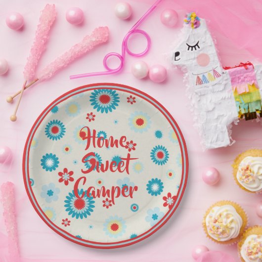 Retro Red und Aquamarin Camper Pappteller (Party)