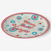 Retro Red und Aquamarin Camper Pappteller (Schrägansicht)