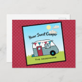 Retro Red und Aquamarin Camper Postkarte (Vorne/Hinten)