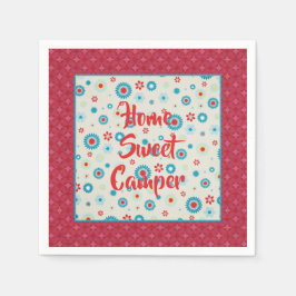 Retro Red und Aquamarin Camper Serviette