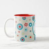 Retro Red und Aquamarin Camper Zweifarbige Tasse (Links)