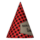 Retro Red und Black Buffalo Kariertes Muster Gebur Partyhütchen (Links)