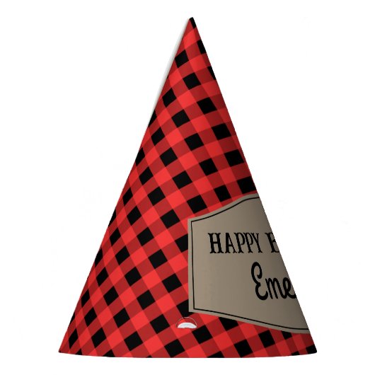 Retro Red und Black Buffalo Kariertes Muster Gebur Partyhütchen (Links)