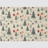 Retro Red und Green Christmas Decoupage Seidenpapier (Vorderseite)