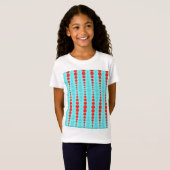 Retro Red und Turquoise Dots Girl's T - Shirt (Vorne ganz)