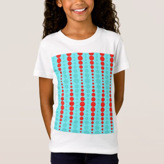 Retro Red und Turquoise Dots Girl's T - Shirt (Vorderseite)