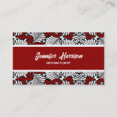 Retro Red und White Fern Beruflich Visitenkarte (Vorderseite)
