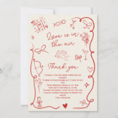 Retro Red Valentine Love in the air bridal shower Dankeskarte (Vorderseite)