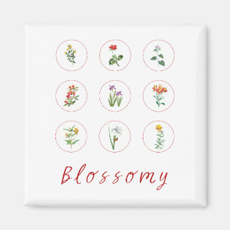 Retro Red Vintag Hibiskus Blossom Collage Design Magnet