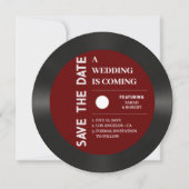 Retro Red Vinyl Record Hochzeit speichern das Datu Save The Date (Vorderseite)