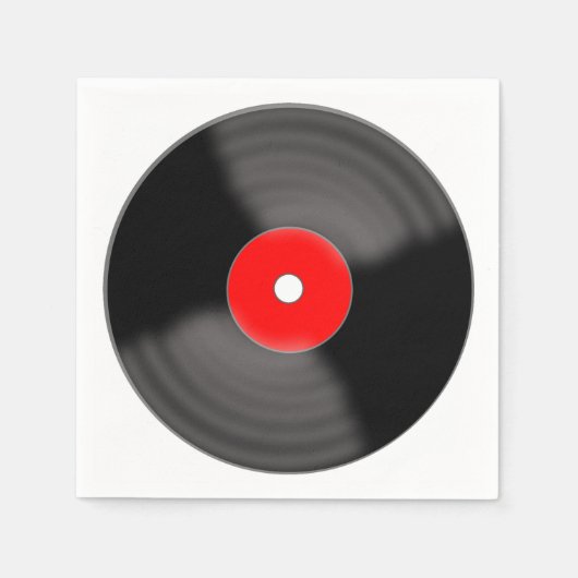 Retro Red Vinyl Record Party Napkins Serviette (Vorderseite)