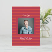 Retro Red Volcano Stripe Photo High School Grad Dankeskarte (Stehend Vorderseite)