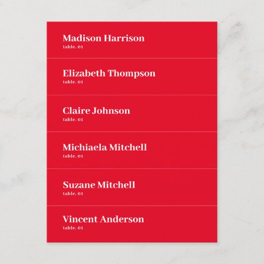 Retro Red Wedding Platzkarte DIY (Vorderseite)