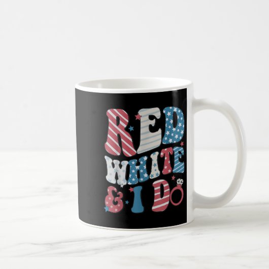 Retro Red White And I Do 4th Of July Bachelorette Kaffeetasse (Rechts)