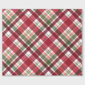 Retro Red White Christmas New Year Tartan Kariert Geschenkpapier (Flach)