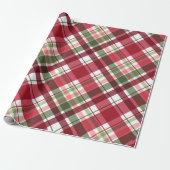 Retro Red White Christmas New Year Tartan Kariert Geschenkpapier (Ungerollt)