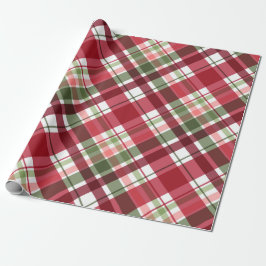 Retro Red White Christmas New Year Tartan Kariert Geschenkpapier