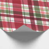 Retro Red White Christmas New Year Tartan Kariert Geschenkpapier (Ecke)
