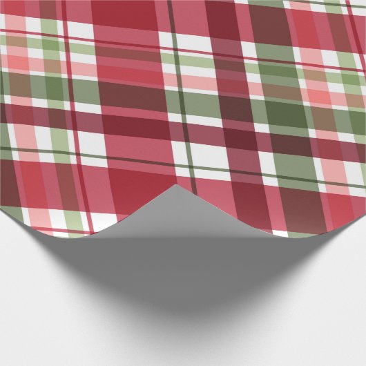 Retro Red White Christmas New Year Tartan Kariert Geschenkpapier (Ecke)