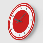 Retro Red White Circle Stripe Moderne Zahlen rund Große Wanduhr (Winkel)