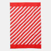 Retro Red White Diagony Candy Stripes Muster Geschirrtuch (Vertikal)