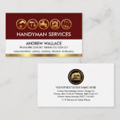 Retro Red White Gold Handyman Layers Visitenkarte (Vorne/Hinten)
