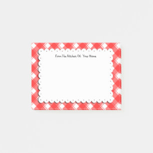 Retro Red White Kariert Karos Custom Post It Notes Post-it Klebezettel