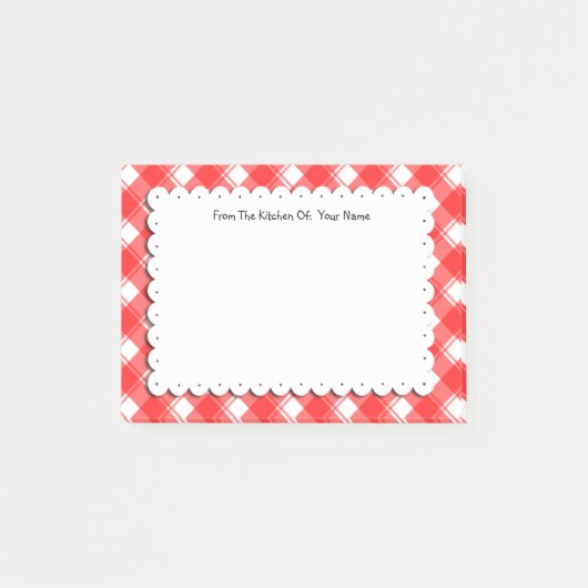 Retro Red White Kariert Karos Custom Post It Notes Post-it Klebezettel (Vorderseite)