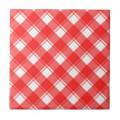 Retro Red White Kariert Stripes Muster Tile Fliese (Vorderseite)