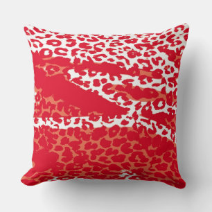 Retro Red White Leopard Print Skin Kissen