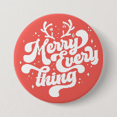 Retro Red White Merry alles Frohe Weihnachten Button (Vorderseite)