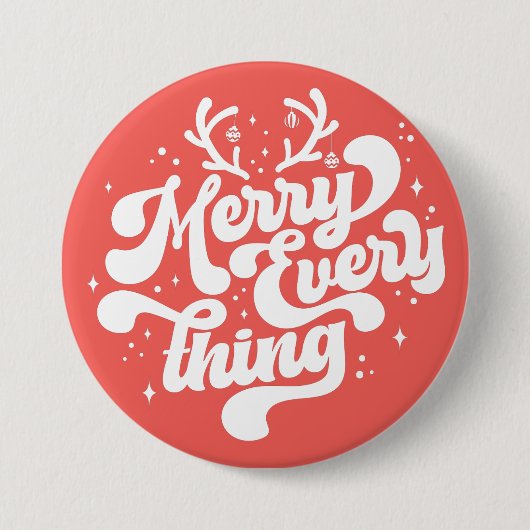 Retro Red White Merry alles Frohe Weihnachten Button (Vorderseite)