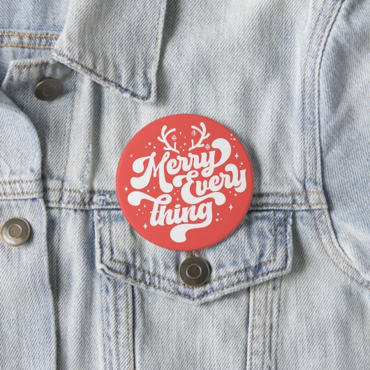Retro Red White Merry alles Frohe Weihnachten Button (Beispiel)