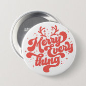 Retro Red White Merry alles Frohe Weihnachten Button (Vorne & Hinten)
