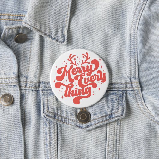 Retro Red White Merry alles Frohe Weihnachten Button (Beispiel)