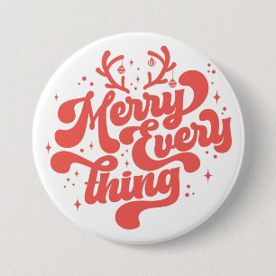 Retro Red White Merry alles Frohe Weihnachten Button