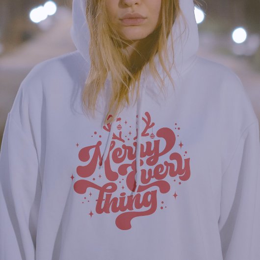 Retro Red White Merry alles Frohe Weihnachten Hoodie