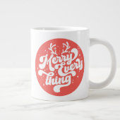 Retro Red White Merry alles Frohe Weihnachten Jumbo-Tasse (Rechts)