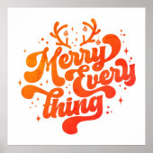 Retro Red White Merry alles Frohe Weihnachten Poster (Vorne)