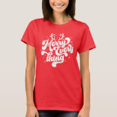 Retro Red White Merry alles Frohe Weihnachten T-Shirt (Vorderseite)