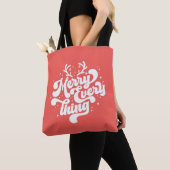 Retro Red White Merry alles Frohe Weihnachten Tasche (Von Nahem)